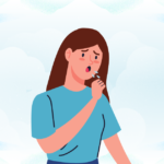 咳をする女性の画像