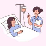 点滴をする女性